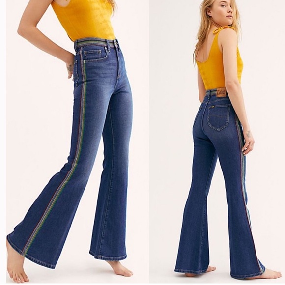 Free People x Lee Rainbow High-Rise Flare Jeans - Long Inseam | 31 - Picture 1 of 11